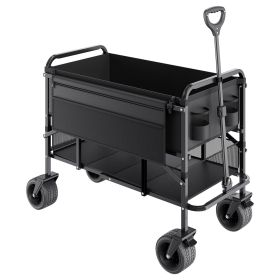 Double Decker Wagon Collapsible 300L & 450 lbs Heavy Duty Extended Folding Cart