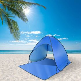 Pop Up Beach Tent Sun Shade Shelter Anti-UV Automatic Waterproof Tent Canopy for 2/3 Man w/ Net Window Storage Bag for Outdoor Beach Camping Fish (Color: Blue)